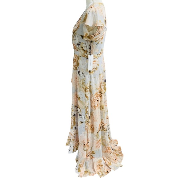 CALVIN KLEIN NWT Flutter Sleeve HiLo Floral Print Ruffle Dress $259 - Picture 9 of 13